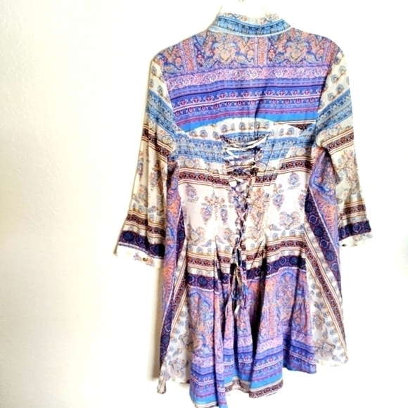 Aratta Silent Journey Tunic Top Boho Chic Floral Stripe My Memory sz S - Picture 1 of 9